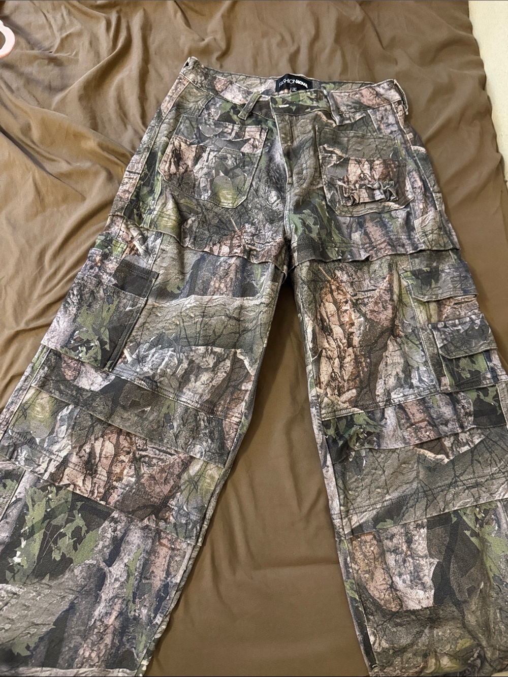 Fashion Nova Realtree-style Camo Cargo Pants - Green/Brown/Gray